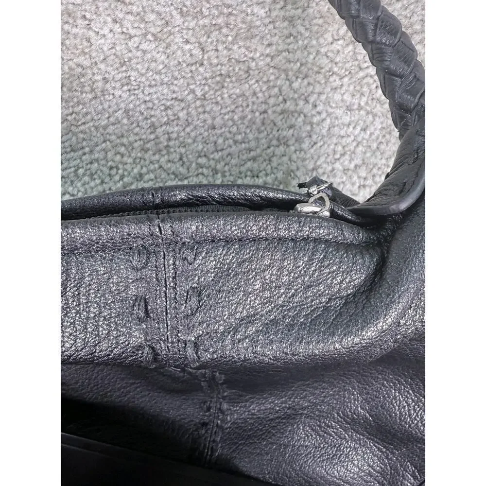 Chi by Carlos Falchi BLACK GENUINE LEATHER AND SHOULDER BAG HOBO PURSE